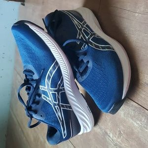 Asics sneakers navy white with blush pink no insole women's size 9